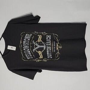 NWT Black Weathered Yellowstone Dutton Ranch T-Shirt, Size Medium
